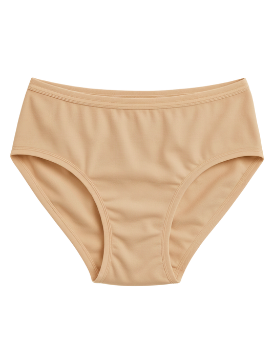 Mid Waist Hipster Panty With Outer Elastic- Beige