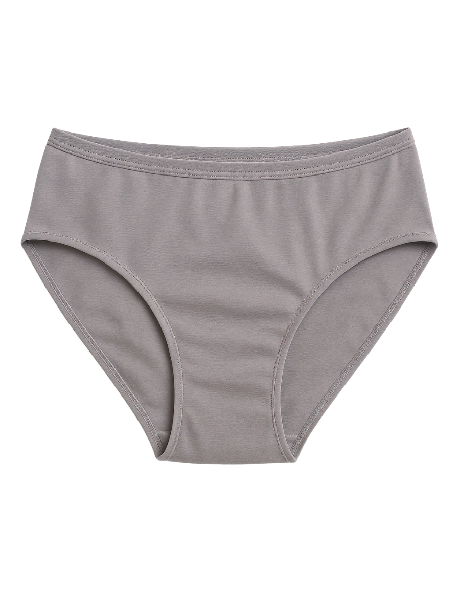 Mid Waist Hipster Panty With Outer Elastic- Grey