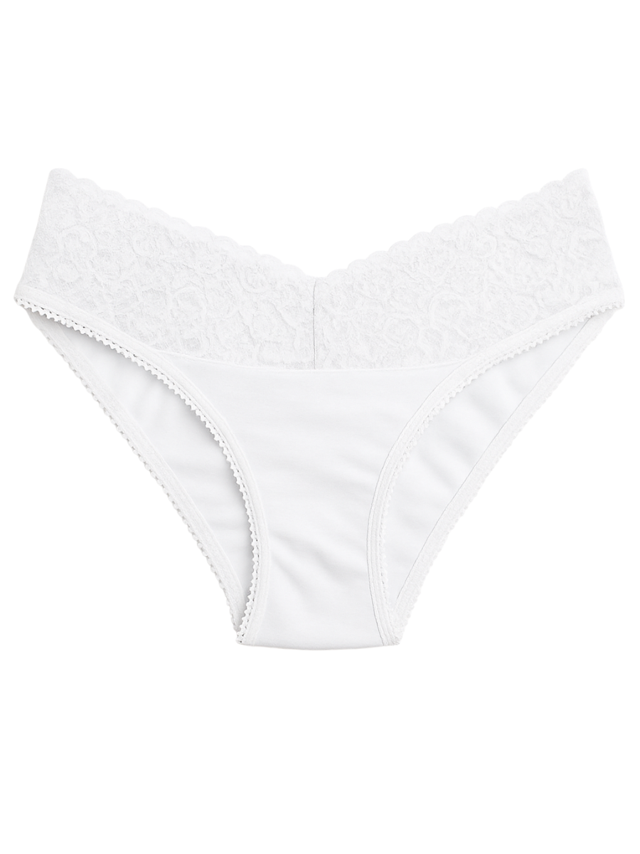 Mid Waist Bikini Panty - White