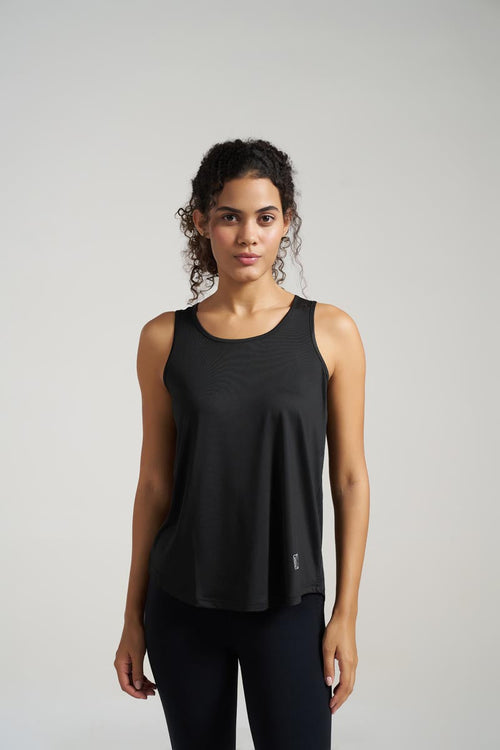 Box-Pleat Tank Top - Black
