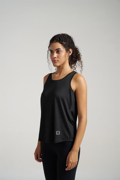 Box-Pleat Tank Top - Black
