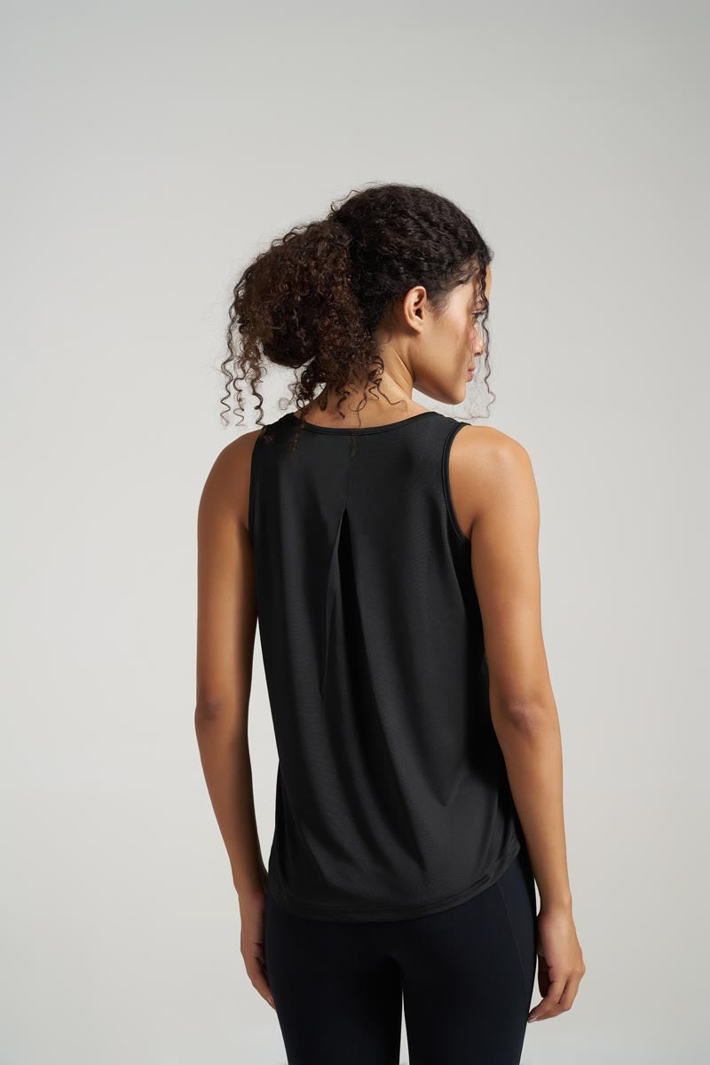 Box-Pleat Tank Top - Black