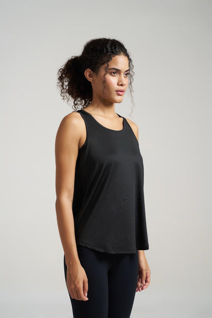 Box-Pleat Tank Top - Black